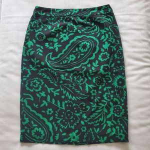 Boden Black and Green Pencil Skirt